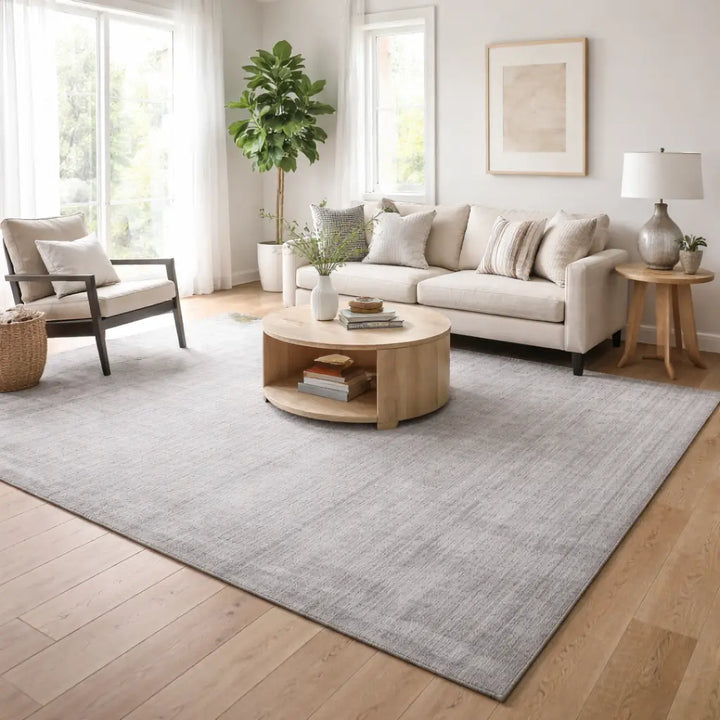 Beige Area Rug | Wool & Bamboo Silk Handloom Rug