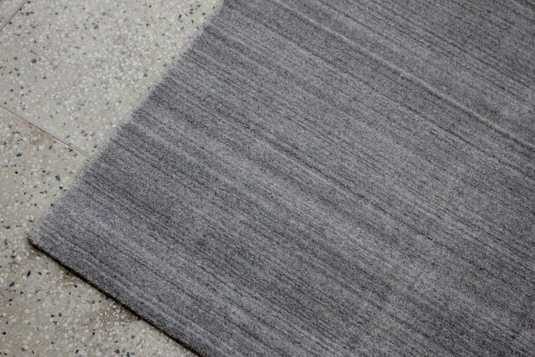 Area Rug | Dark Grey Wool & Bamboo Silk Handloom Rug