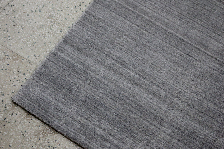 Area Rug | Dark Grey Wool & Bamboo Silk Handloom Rug