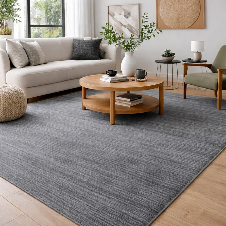 Area Rug | Silver Wool & Bamboo Silk Handloom Rug | 9mm
