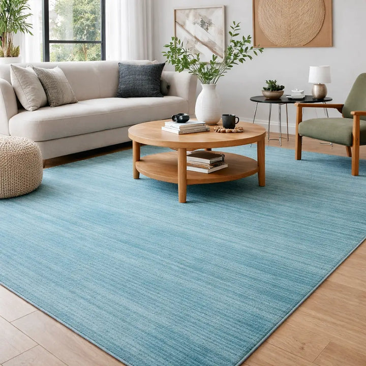 Area Rug | Wool & Bamboo Silk Handloom Rug | Blue