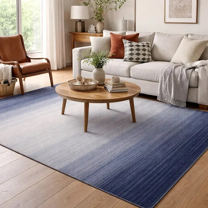 Area Rug | Blue Wool & Bamboo Silk Handloom Rug