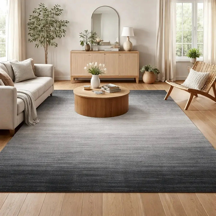Area Rug | Black Wool & Bamboo Silk Handloom Rug