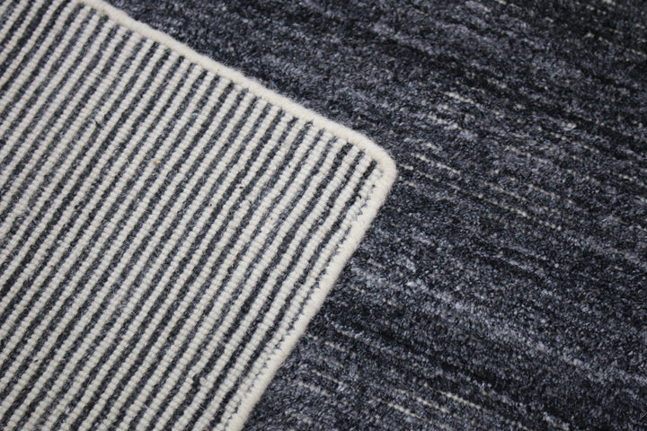 Area Rug | Charcoal Wool & Bamboo Silk Handloom Rug | 7mm