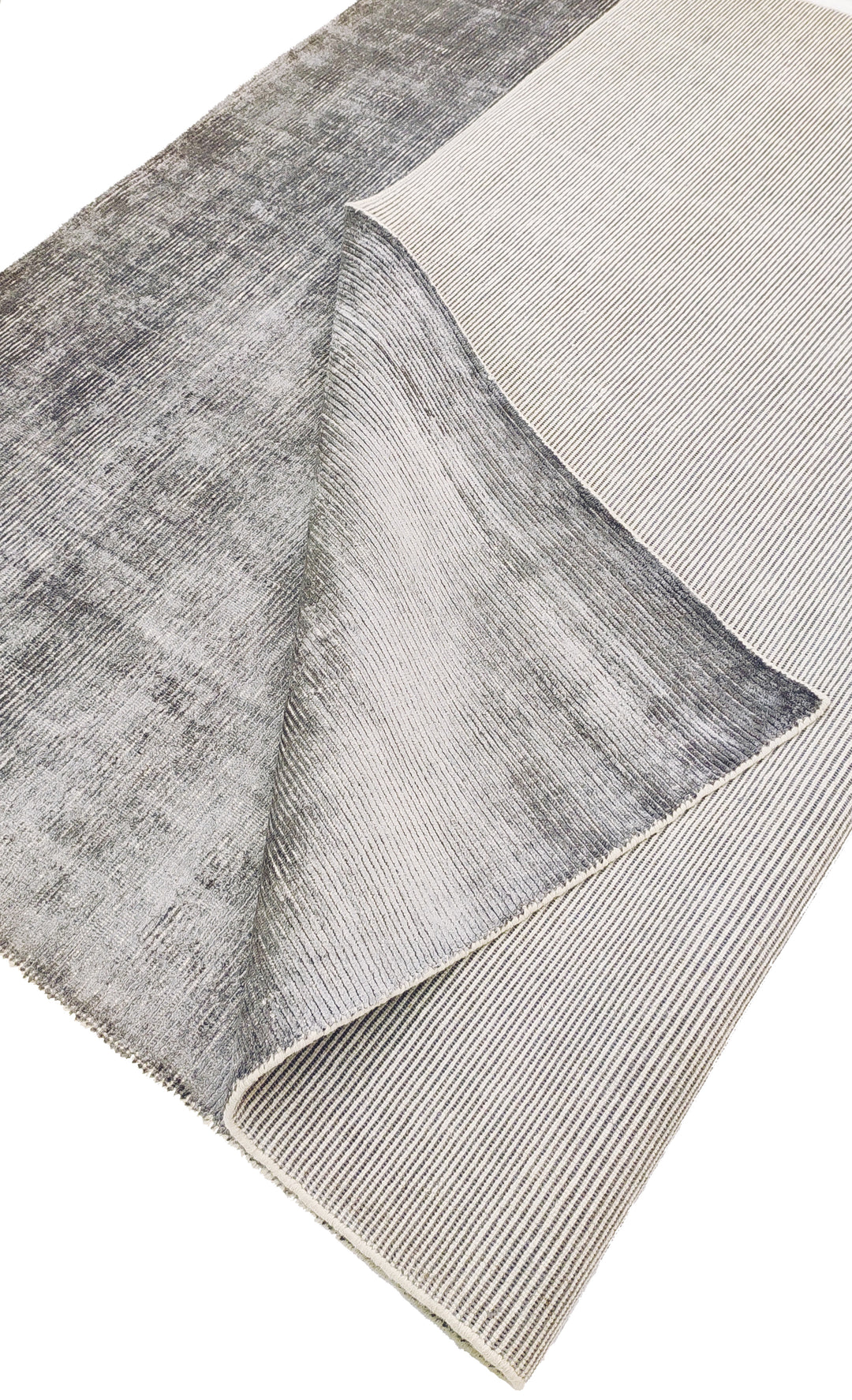 Area Rug | Silver Wool & Bamboo Silk Handloom Rug | 7mm