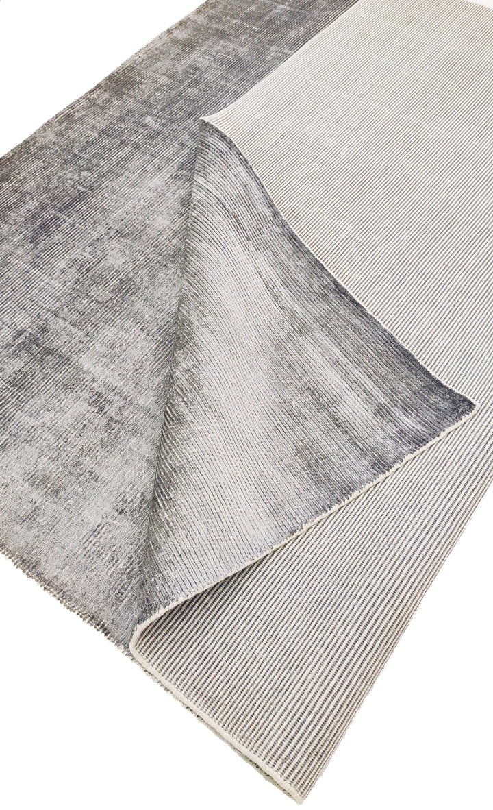 Area Rug | Silver Wool & Bamboo Silk Handloom Rug | 7mm