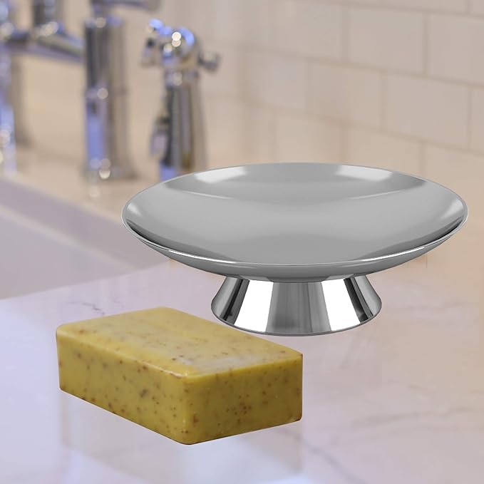 Stainless Steel Soap Dish for Bathroom Counter,Shower & Kitchen | Shiny Polish