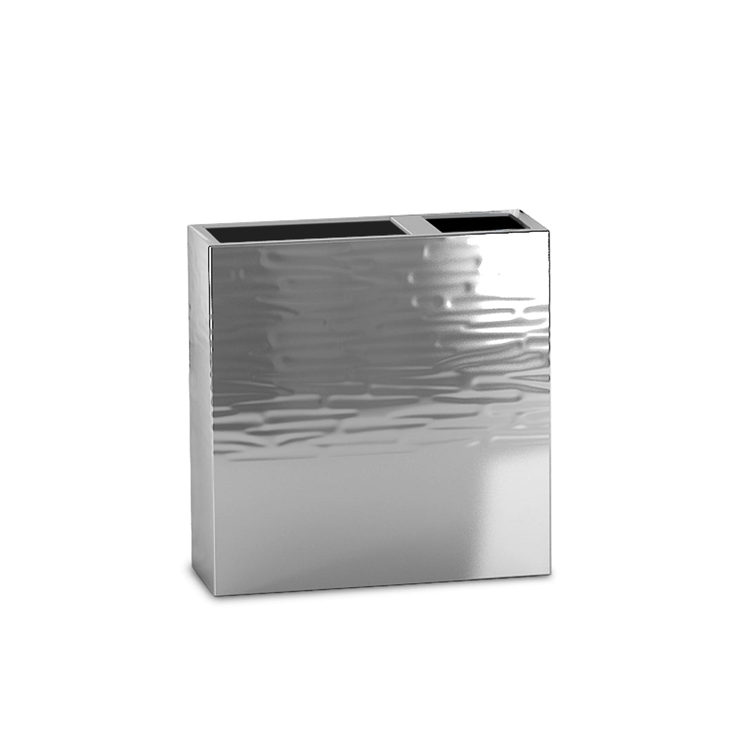 Metal Toothbrush Holder | Compact Multi-Slot Holder for Toothbrushes, Razors & Makeup Accessories | Shiny/Hammered