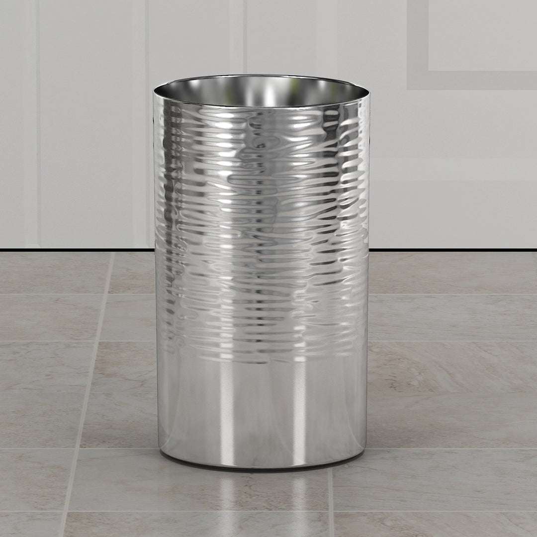 Stainless Steel Bathroom Tumbler Cup | Decorative Rinse Cup,Drinking Glass,Toothbrush & Makeup Brush Holder for Vanity Countertops,Sink & Desk | Shiny/Hammered