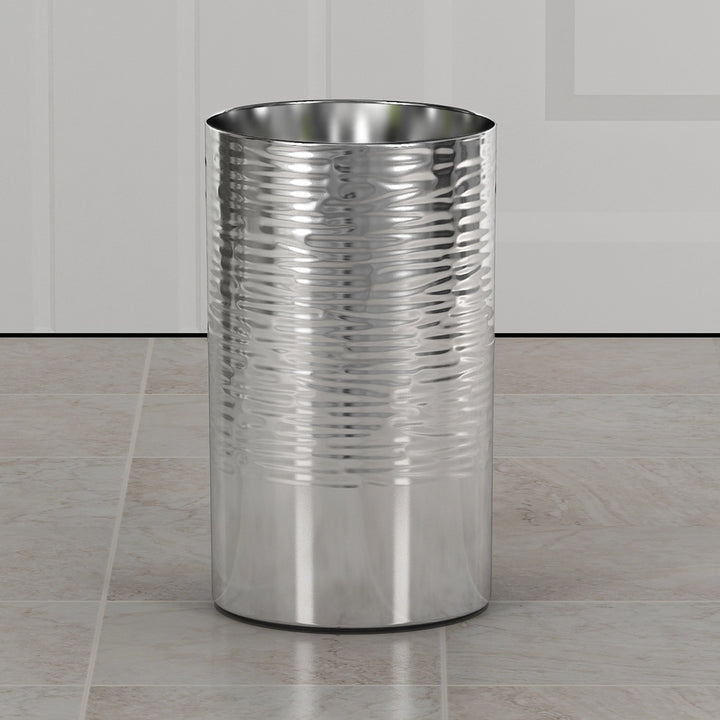 Stainless Steel Bathroom Tumbler Cup | Decorative Rinse Cup,Drinking Glass,Toothbrush & Makeup Brush Holder for Vanity Countertops,Sink & Desk | Shiny/Hammered