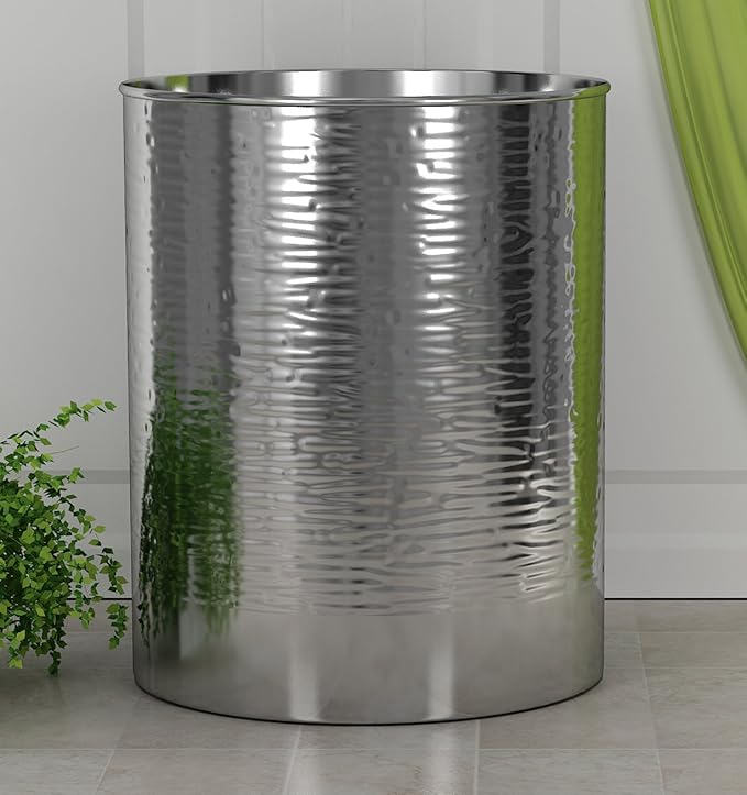 Stainless Steel Wastebasket, 7Qt, Shinny Silver Finish