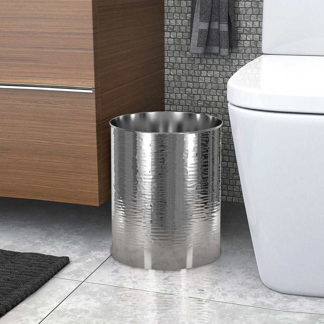 Stainless Steel Wastebasket, 7Qt, Shinny Silver Finish