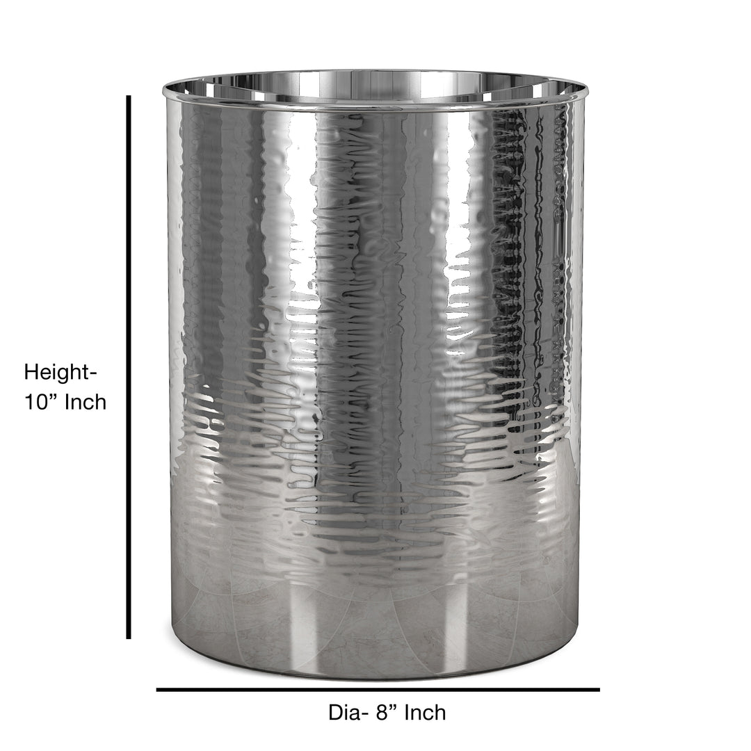 Stainless Steel Wastebasket, 7Qt, Shinny Silver Finish