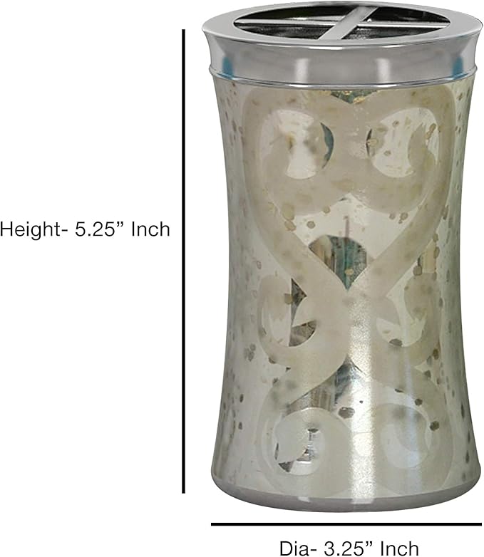 7 Pcs Metal Bath Accessory Set with Patchwork for Vanity Countertops Includes Cotton Jar, Soap Dish, Toothbrush Holder, Tumbler, Lotion Dispenser, Waste Basket & Tissue Box Holder