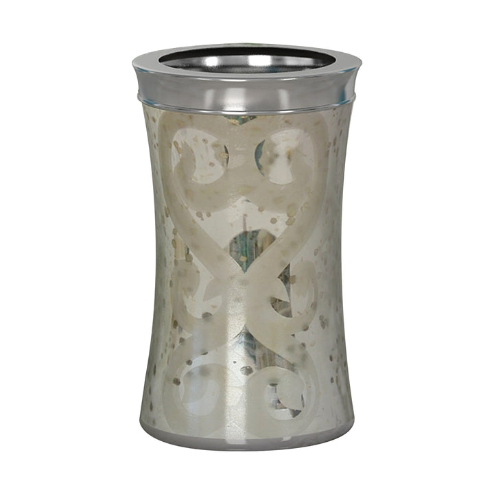 Mercury Glass Bathroom Tumbler Cup | Decorative Rinse Cup,Drinking Glass,Toothbrush & Makeup Brush Holder for Vanity Countertops,Sink & Desk | Etched/Mercury