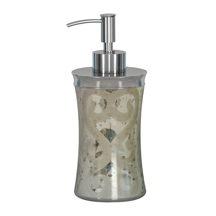 Mercury Glass Liquid Soap Dispenser Pump Bottle | Bathroom Vanity & Kitchen Sink,Holds Soap,Lotion & Sanitizer | Etched/Mercury