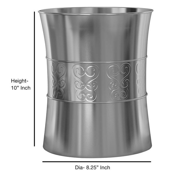 Metal Wastebasket, 7Qt, Chrome Finish