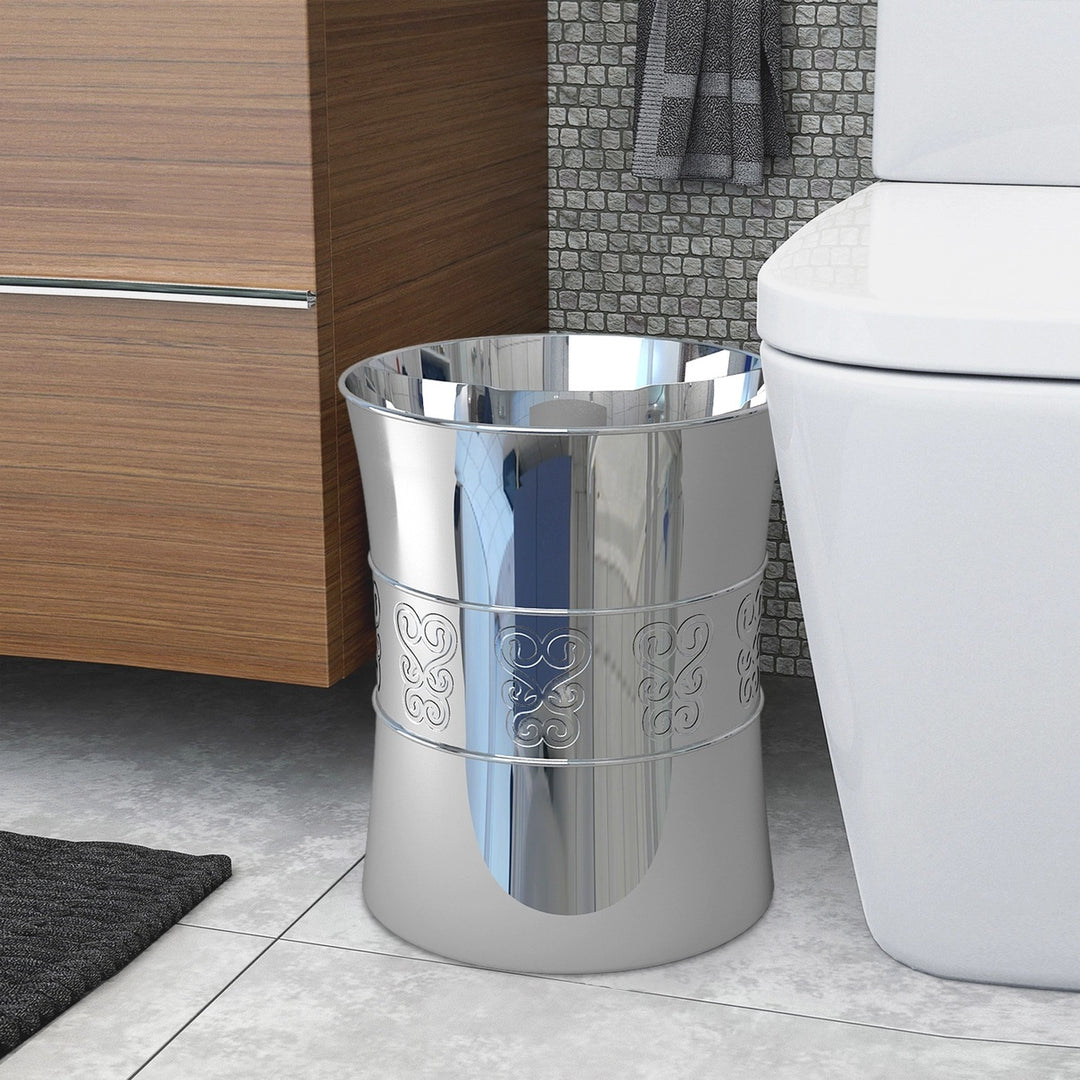 Metal Wastebasket, 7Qt, Chrome Finish