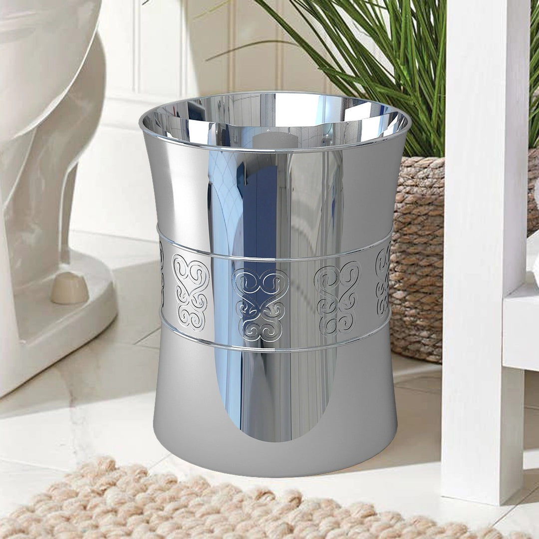 Metal Wastebasket, 7Qt, Chrome Finish
