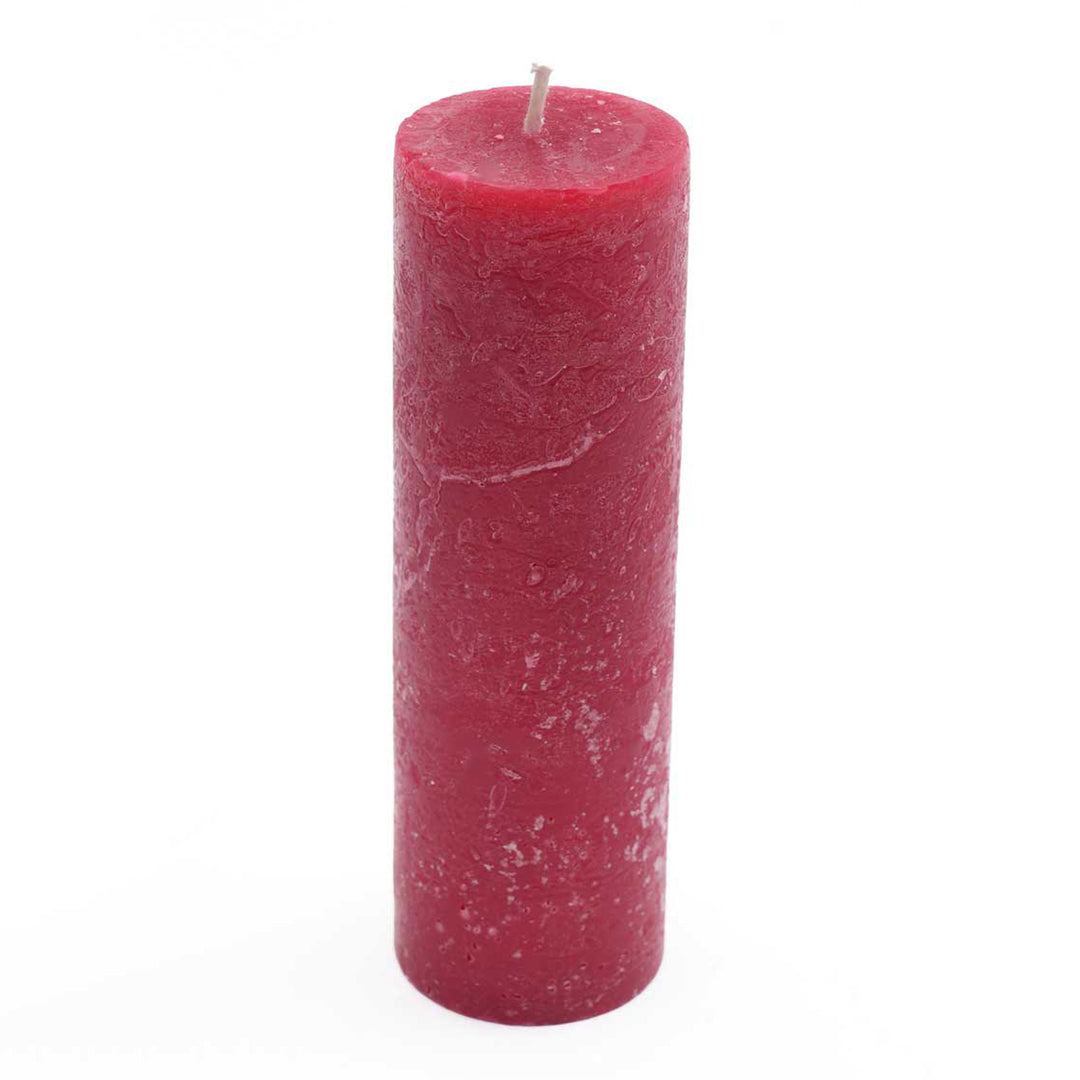 Rustic Pillar Candle Set Of 4 Dark Red