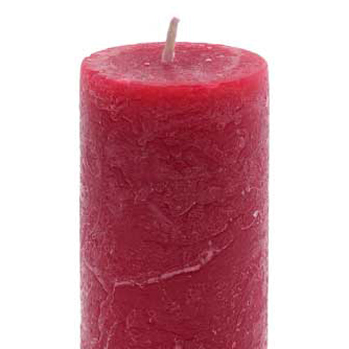 Rustic Pillar Candle Set Of 4 Dark Red