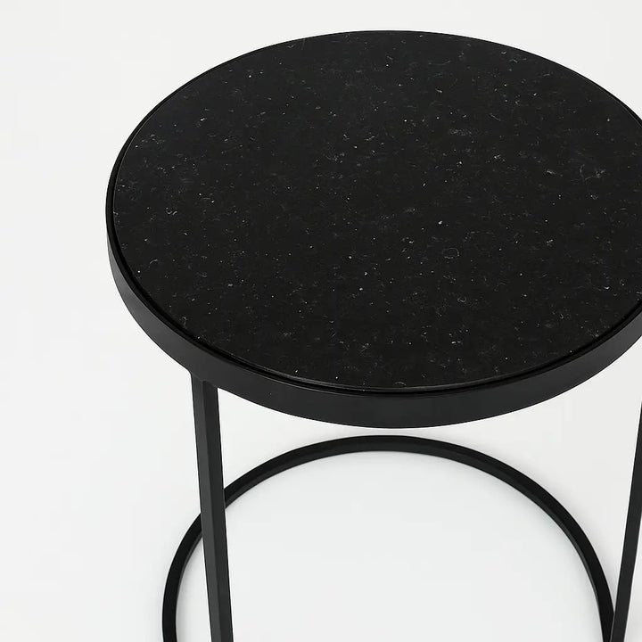 Black Marble Top Side Table 20.5" | Metal Frame Accent Table 16x16"