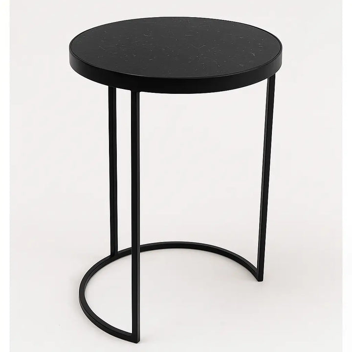 Black Marble Top Side Table 20.5" | Metal Frame Accent Table 16x16"