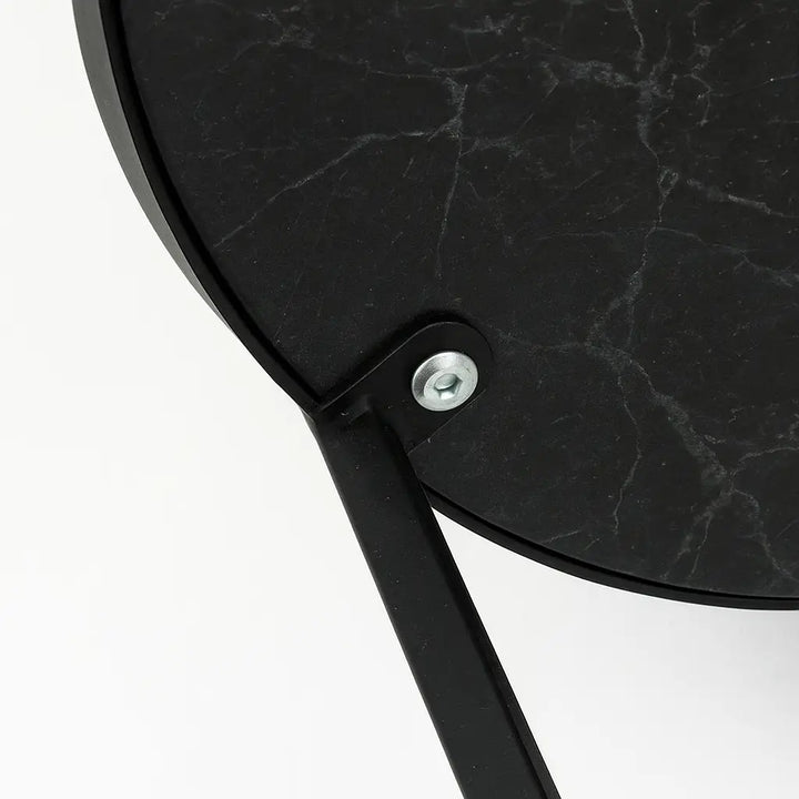 Black Marble Top Side Table 20.5" | Metal Frame Accent Table 16x16"