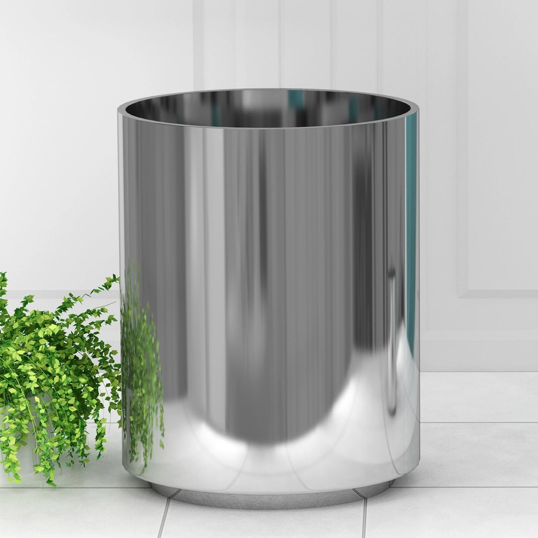 Metal Wastebasket, 7Qt, Shinny Chrome Finish