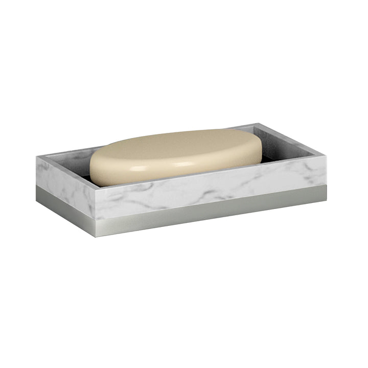 Soap Dish for Bathroom Counter,Shower & Kitchen | Resin/Silver