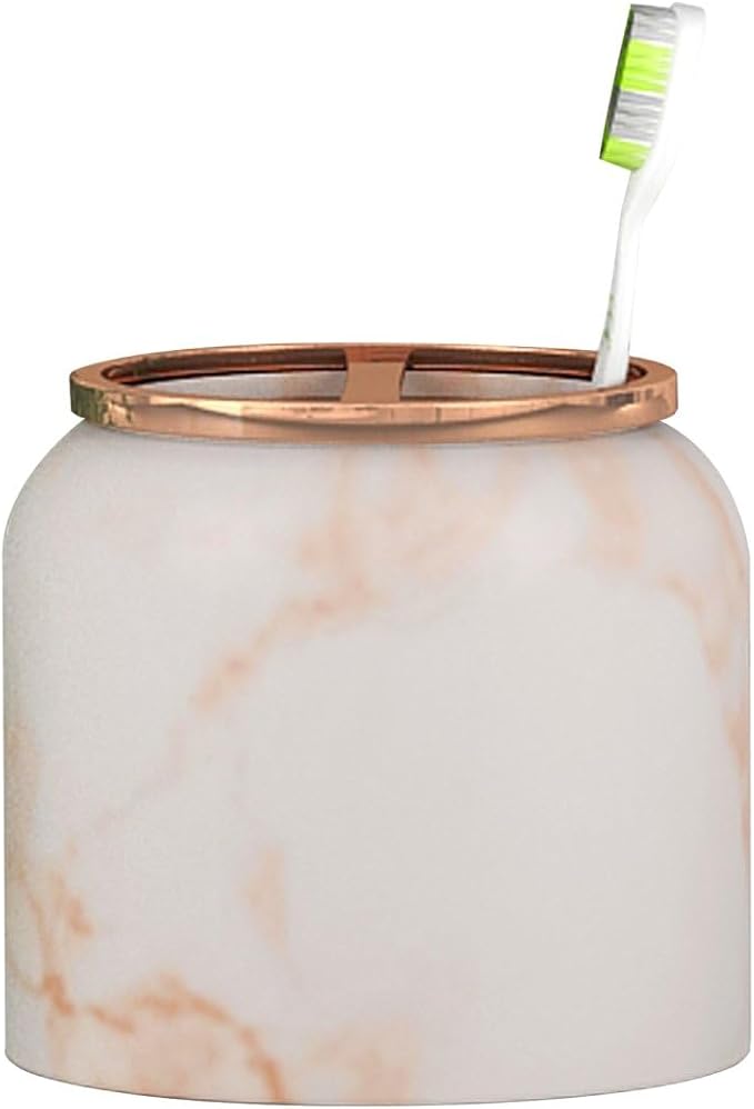 Resin Toothbrush Holder | Compact Multi-Slot Holder for Toothbrushes,Razors & Makeup Accessories | Copper Finish