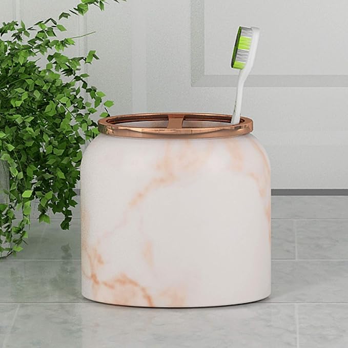 Resin Toothbrush Holder | Compact Multi-Slot Holder for Toothbrushes,Razors & Makeup Accessories | Copper Finish