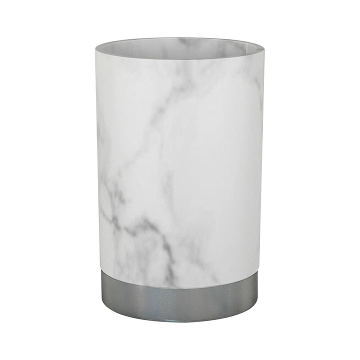 Resin Bathroom Tumbler Cup | Decorative Rinse Cup,Drinking Glass,Toothbrush & Makeup Brush Holder for Vanity Countertops,Sink & Desk | Misty Silver
