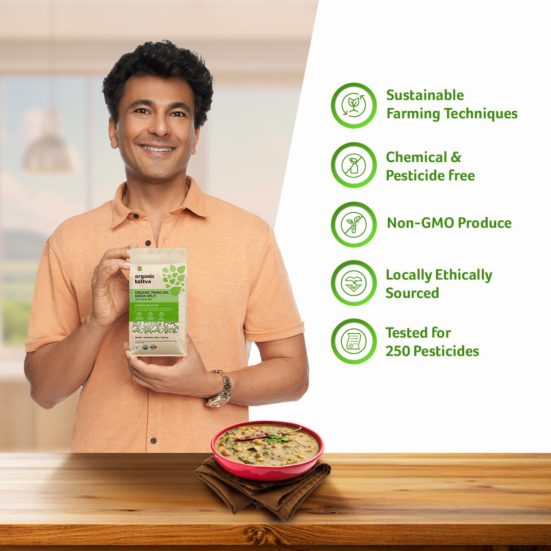 Organic Moong Dal Green Split 4 lbs Pack of 6