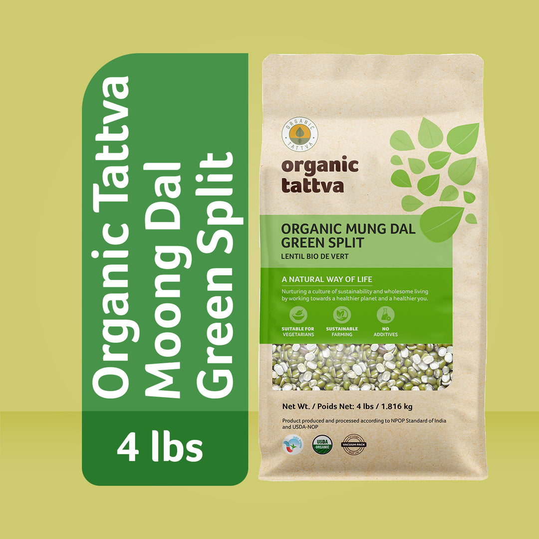 Organic Moong Dal Green Split 4 lbs Pack of 6