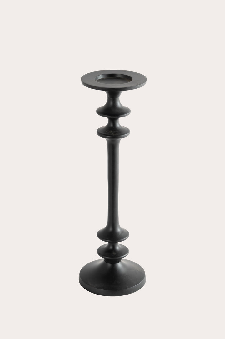 Classic Tall Black Aluminum Candle Holder for Table Decor, 14 Inches