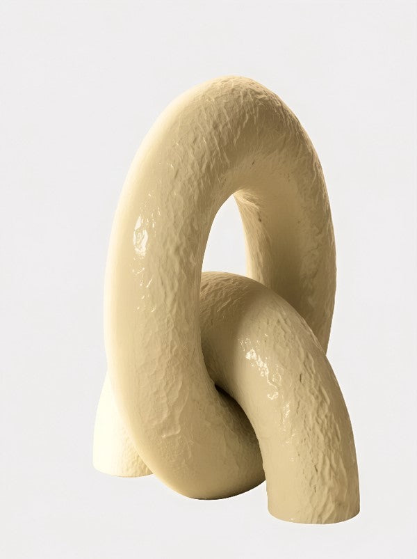 Abstract Beige Aluminum Sculpture | Modern Art Accent
