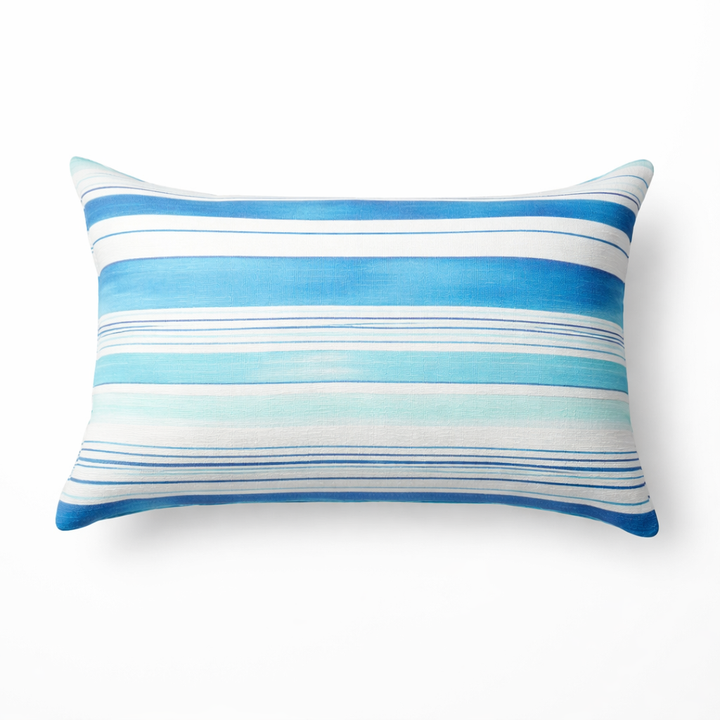 Wave Whispers Lumbar Pillow | Coastal Printed & Embroidered