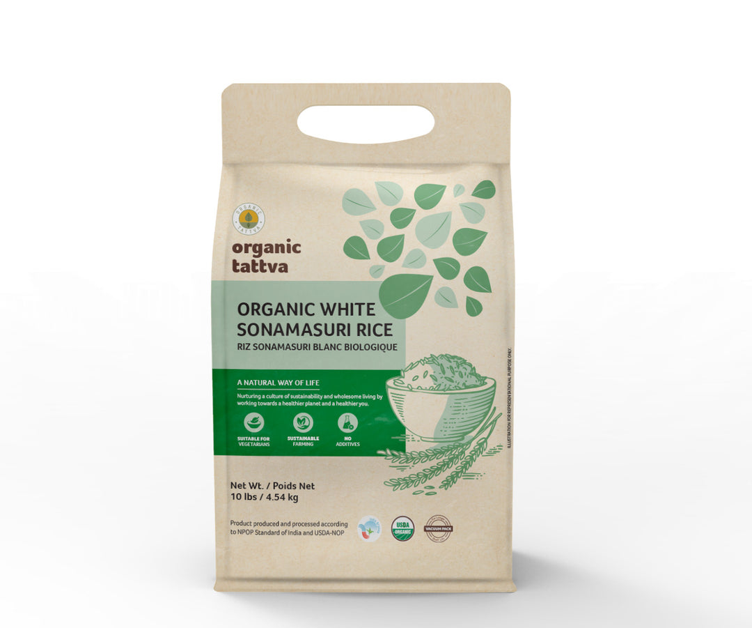 Organic White Sonamasuri Rice 10 lbs Pack of 4