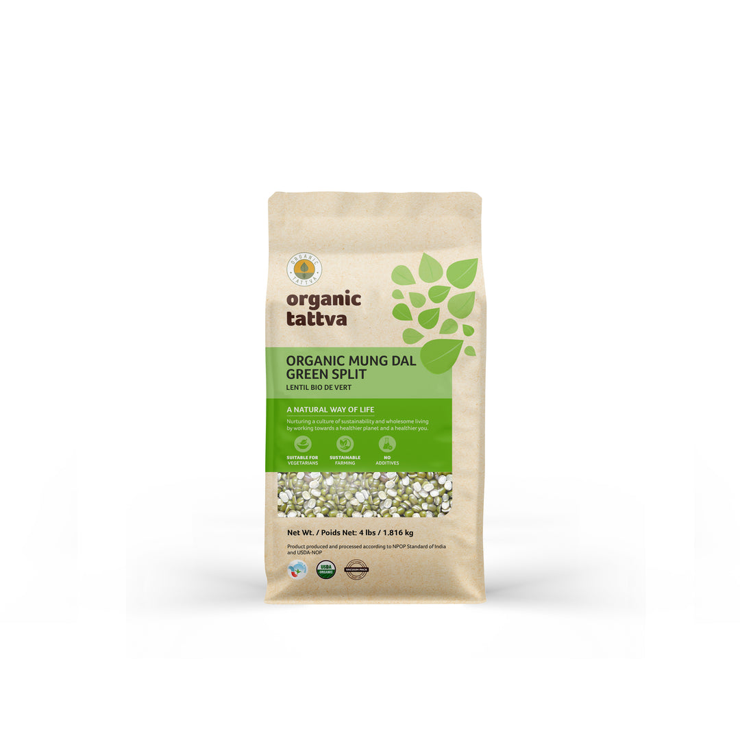 Organic Moong Dal Green Split 4 lbs Pack of 6