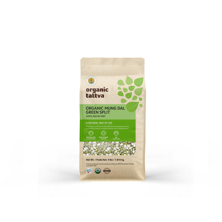 Organic Moong Dal Green Split 4 lbs Pack of 6
