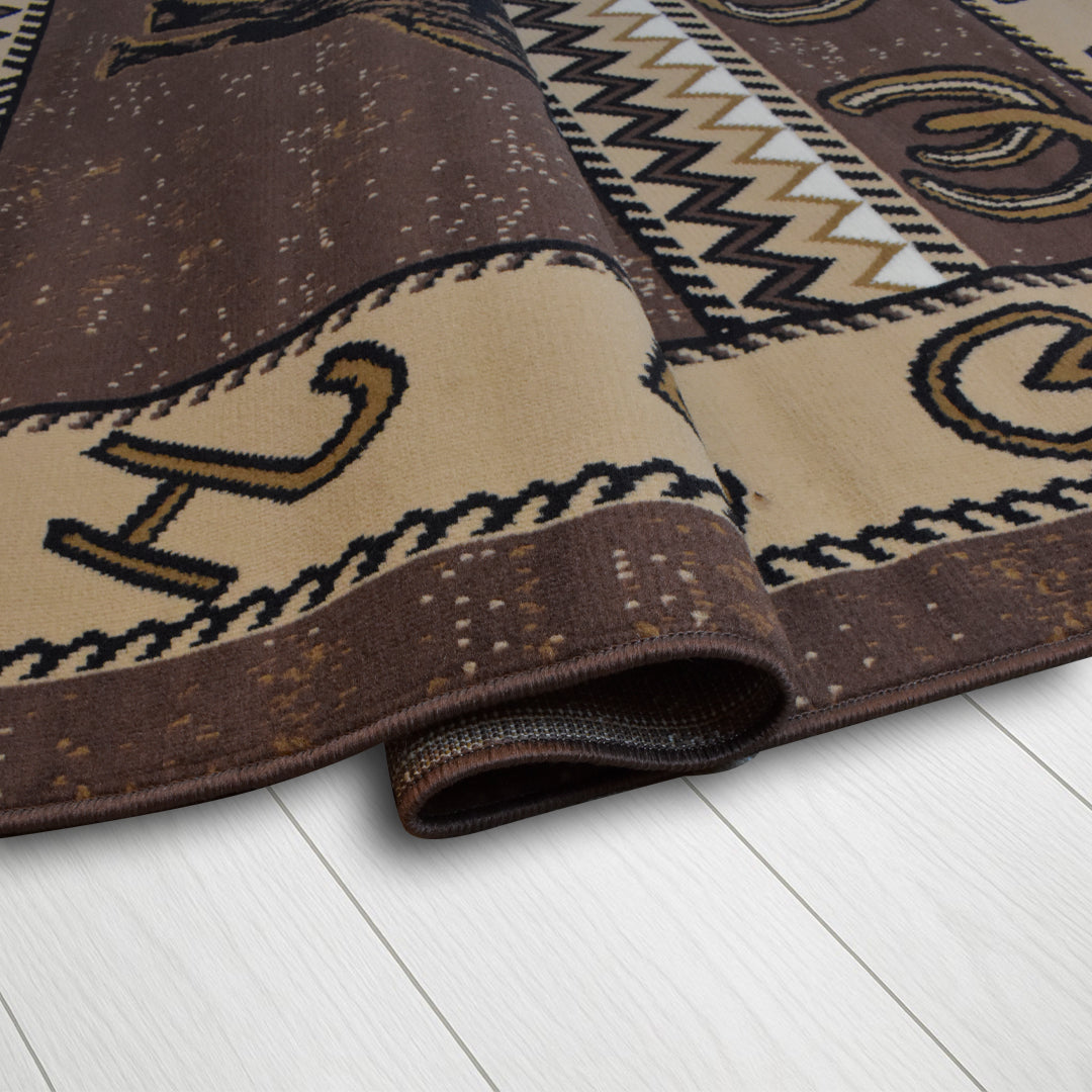 Great West Western Area Rug | Cowboy Rodeo Design |  Polypropylene |  Indoor Accent Rug