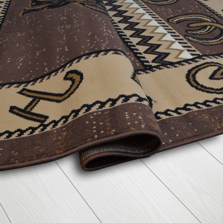 Great West Western Area Rug | Cowboy Rodeo Design |  Polypropylene |  Indoor Accent Rug