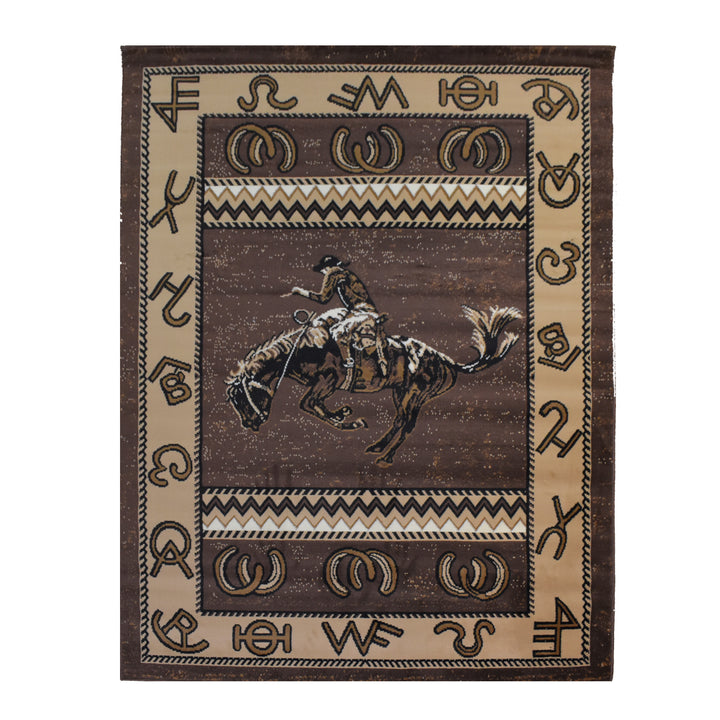 Great West Western Area Rug | Cowboy Rodeo Design |  Polypropylene |  Indoor Accent Rug