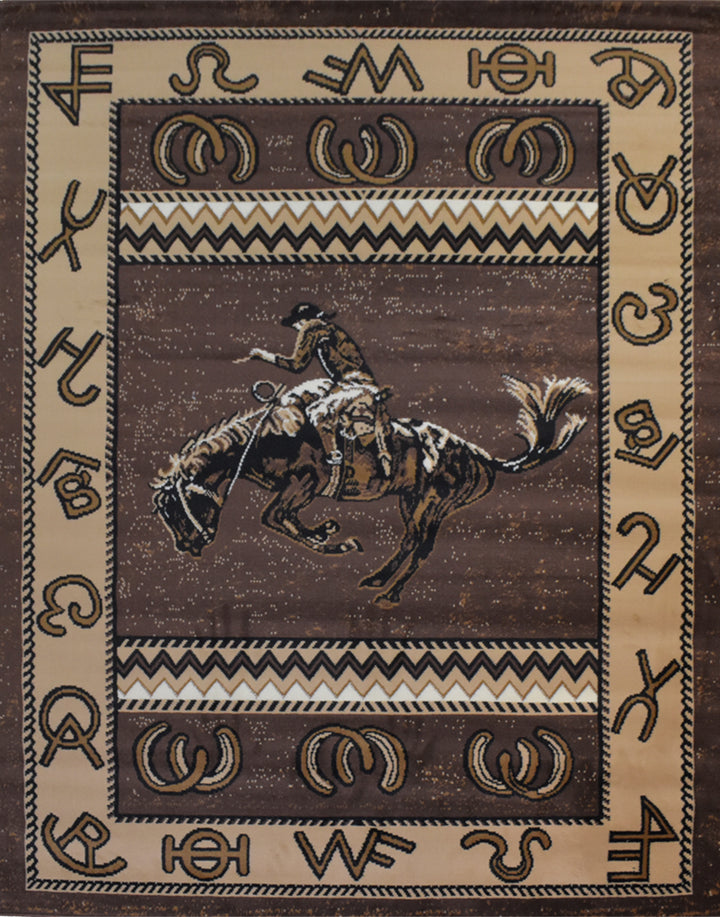 Great West Western Area Rug | Cowboy Rodeo Design |  Polypropylene |  Indoor Accent Rug