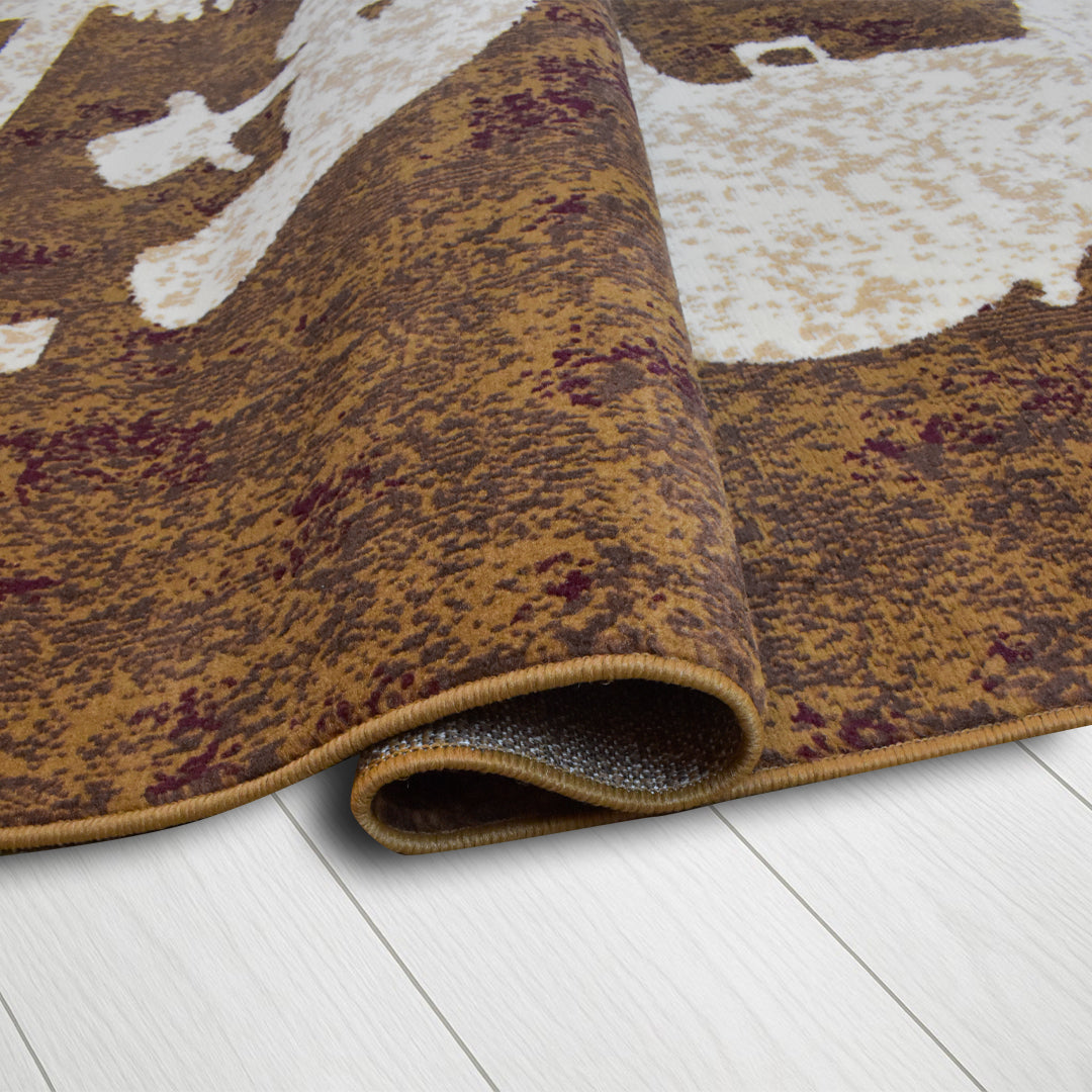 Great West Western Area Rug | Cowboy & Horse Silhouette Design | Brown | Polypropylene | Indoor Accent Rug