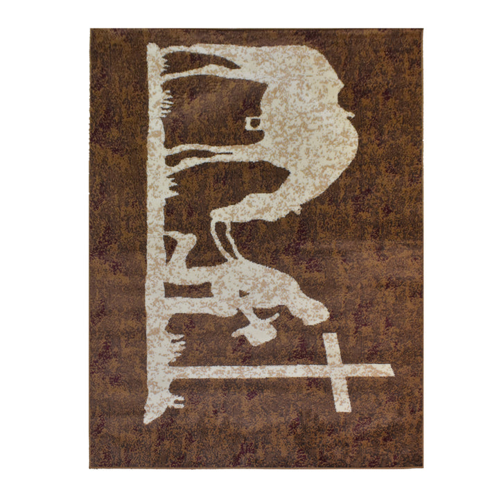 Great West Western Area Rug | Cowboy & Horse Silhouette Design | Brown | Polypropylene | Indoor Accent Rug