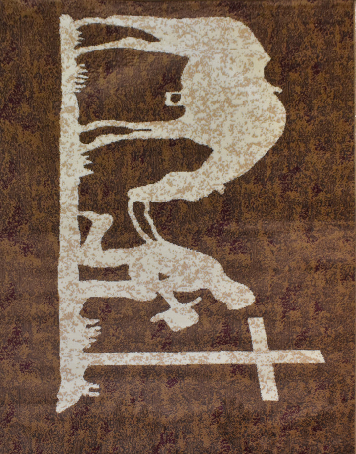 Great West Western Area Rug | Cowboy & Horse Silhouette Design | Brown | Polypropylene | Indoor Accent Rug