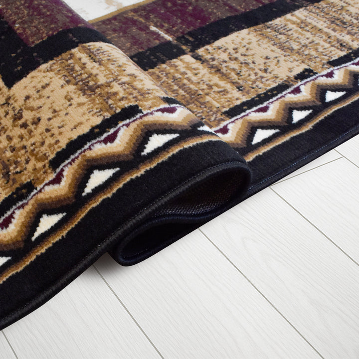 Great West Western Area Rug | Cowboy & Running Horses Design | Polypropylene | Indoor Accent Rug