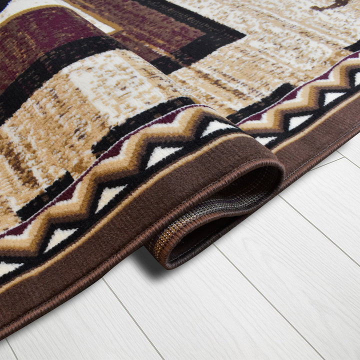 Great West Western Area Rug | Cowboy & Running Horses Design | Polypropylene | Indoor Accent Rug